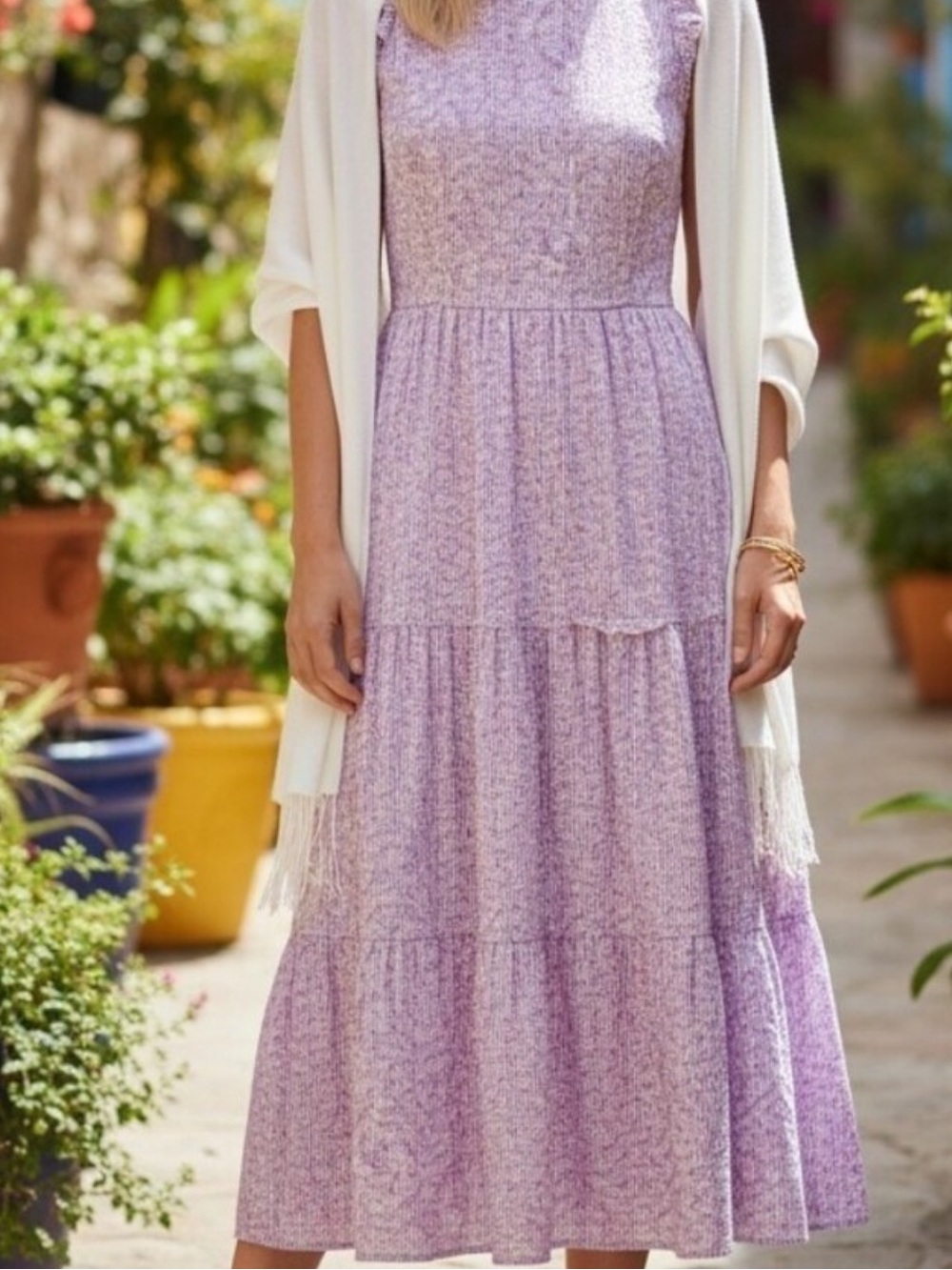 Talbots floral tiered dress 10 petite - Picture 4 of 4